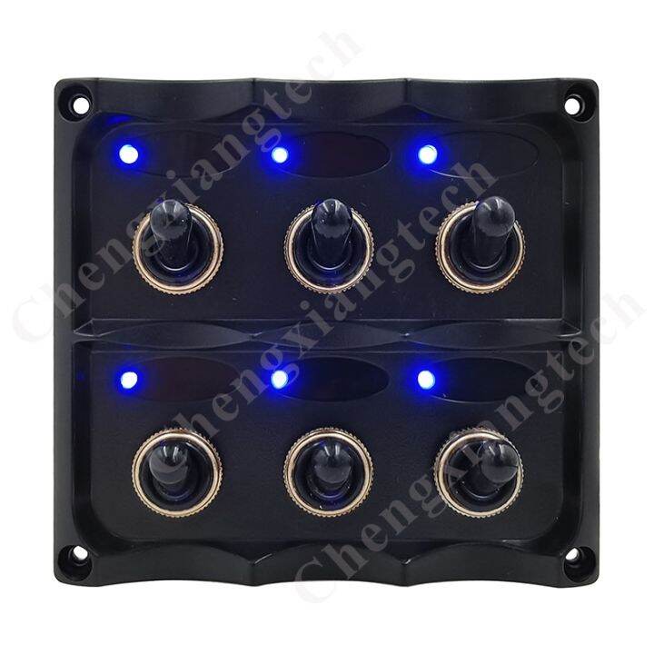 12v-24v-waterproof-blue-led-marine-grade-6-gang-toggle-switch-panel-for-rvs-boat-caravan-pre-wired-6-way-rocker-switch-panel