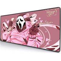 แผ่นเมาส์สีชมพู W8h6แผ่นรองคีย์บอร์ดสำหรับเล่นเกมลาย Ghostface แผ่นรองเมาส์สำหรับโต๊ะเล่นเกมแล็ปท็อปอุปกรณ์เสริมคอมพิวเตอร์แผ่นรองเมาส์คอมพิวเตอร์