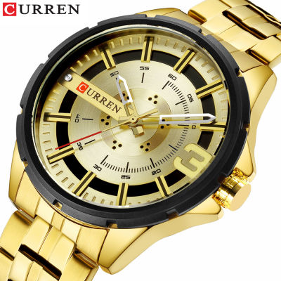 Gold Watches for Men Luxury Brand CURREN Watch Business Mens Clock Fashion Quartz Stainless Steel Wristwaches Waterproof