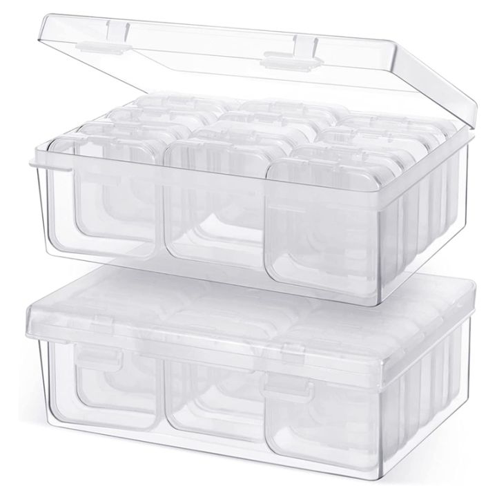 24 Pcs Small Bead Organizer Bead Case Storage Organizer Diamond Art  Containers Accessory Storage with 2 Pcs Hinged Lid