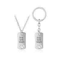 Fashion Rectangular Dog Tag Pendants " live love adopt " Rescue Paw Print Tag Keychain Alloy Key Rings Wholesale 24pcslot