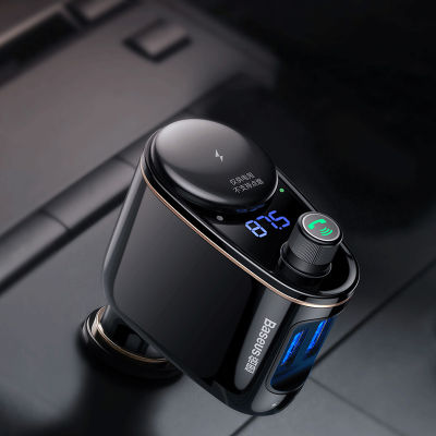 Baseus Car FM Transmitter Bluetooth-compatible Handsfree Car Kit USB Fast Charging Lighter Port Audio MP3 Player