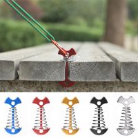 Deck Anchor Pegs Fishbone Tent Stakes with Spring Buckle Windproof Aluminium Alloy Portable Wind Rope Anchor Camping Tent Nail