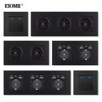 ◄❈ EIOMR EU Standard Conventional Sockets 1/2/3Gang Wall Rocker Switchs AC 16A 110V-220V Power Outlets Switchs with Blue Led Lights