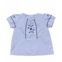 KiddeeCrew เสื้อเด็กผู้หญิง สีขาวปักลายลูกไม้ White shirt with embroidery lace เหมาะสำหรับอายุ 2-12 ปี