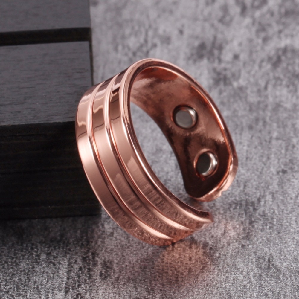 Pure Copper Magnetic Ring for Women Men Trend Health Energy Copper Men's Rings Open Cuff Adjustable Finger Ring Men