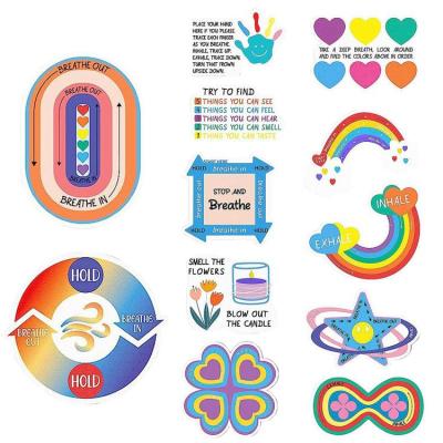 Fidget Stickers Calm Stickers 12pcs Cute Textured Calm Track Stickers Anti-Stress Rainbow Sensory Strips Reusable Adhesive Stickers For School Classroom supple