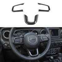 for Jeep Wrangler JL 2018 2019 2020 2021 2022 Steering Wheel Decorative Cover Trim Sticker Car Accessory ABS Carbon Fiber