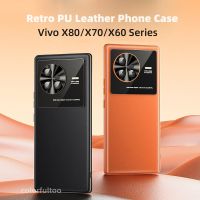 ซองใส่โทรศัพท์หนัง Pu สำหรับ Vivo X80 X70 X60 Pro Plus Pro + VivoX80 VivoX70 VivoX60ปลอก Ultra บางสีกันกระแทกด้านหลังกล้องเลนส์ป้องกันกรณี
