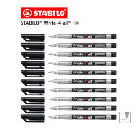 STABILO Write-4-all 156 ปากกาเคมี หัวปากกา F = 0.7 mm. (Black) 10ด้าม  ปากกามาร์กเกอร์ กลิ่นไม่ฉุนเขียนแก้ว เหล็ก ไม้