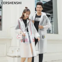 EERSHENSHI เสื้อกันฝนยาวสำหรับผู้หญิง เสื้อคลุมท่องเที่ยวกลางแจ้งยาวสำหรับผู้ชายกันน้ำได้