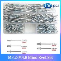 ❇✘❈ 100PCS Aluminum M3.2M4M4.8 Blind Rivet Decoration Rivet Nail Set for Furniture Assortment Kit Round Head Pop Hollow blind rivet