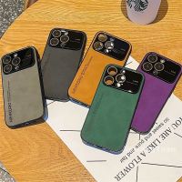 Suitable For Leather Large Window Glass Lens Cover for IPhone 14 13 12 11 Pro MAX Anti Drop Casing Back