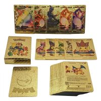 Available 54PCS 36PCS 18PCS Metal Gold Pokémon Cards English Version Game Collection Kids