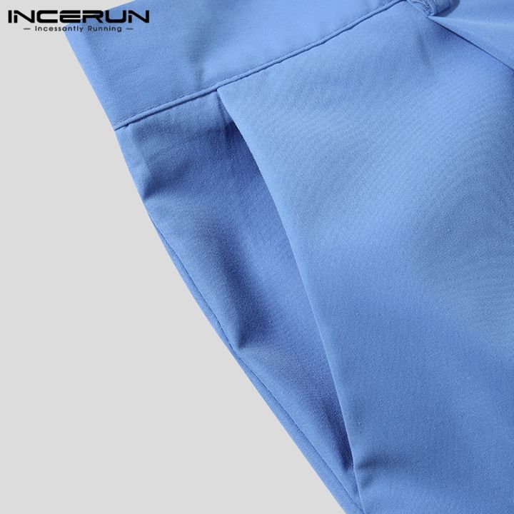 incerun-เสื้อสูทแขนสั้น-กางเกงขาสั้น-สไตล์เกาหลี-แฟชั่นผู้ชาย-qc8191603