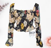 BKP Pants Aee พร้อมส่ง เสื้อครอบน่ารัก แขนยาว ใส่เปิดไหล่ได้ ลายดอก ผ้าเบาใส่สบาย ตรงปก