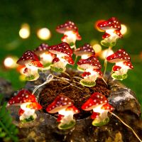 20/30 Leds Light 3D Mushroom Copper Wire Lights DIY Christmas Fairy String Lamps Mushroom Holiday Lights For Garden Party Decor