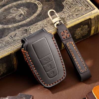 Luxury Car Key Case Cover Fob Protector Genuine Leather Accessories Keychain for Toyota Carola Vios Auto Keyring Shell Holder