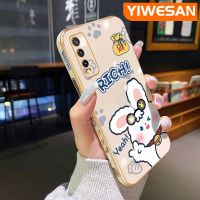 YIWESAN, เคสสำหรับ Vivo Y20 Y20s Y20i Y12A Y20S G Y12s Y20T Y20S M Y20S Y11s การ์ตูนดีไซน์ใหม่กระต่ายที่อุดมไปด้วยบางเคสชุบหรูหรารูปแบบขอบสี่เหลี่ยมคลุมทั้งหมดกันกระแทกป้องกันเลนส์กล้องเคสนิ่ม