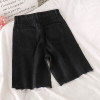 [Real Photo] Black Jeans Womens New Korean High-waist Straight-leg All-match Thin R Shorts