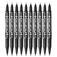 【CW】6 Pcs/Set Wholesale Twin Tip Permanent Marker Pen Fine Point Waterproof Ink Thin Nib Crude Nib Black Ink 0.5mm-1mm Fine Color