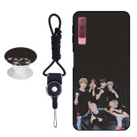 BTS เคสโทรศัพท์สำหรับ Samsung Galaxy A750/A7 2018ซิลิคอนนุ่มกรณีที่มีรูปแบบเดียวกันแหวนและเชือก