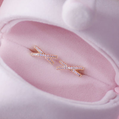 Hot Design 14K Real Gold No Pierced Ear Clips Earrings for Women Micro Inlaid AAA Zircon Fashion Cross Earring Brincos Gift