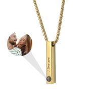 Projection Bar Neckalce Custom Personality Photo Creative Rectangle Pendant Is A Commemorative Gift For Both Men And Women