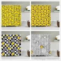 【hot】▣卐  Little Shower Curtain Cartoon Smiley Face Fabric 12 Hooks