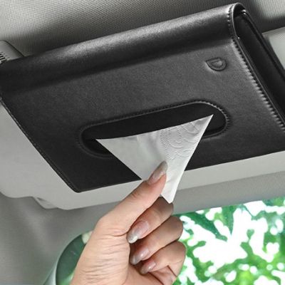 【CW】 New Arrival Car Tissue Holder Leather Hanging Type Sunshade Interior Storage Decoration Accessories