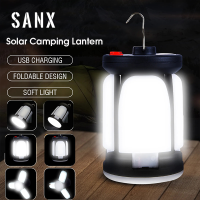 SANX โคมไฟแคมป์ปิ้งชาร์จได้ LED พลังงานแสงอาทิตย์4500MAh 1000LM พับได้เพาเวอร์แบงค์ฉุกเฉิน6โหมดสำหรับตั้งแคมป์ตกปลา