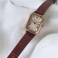 Retro Roma Scale Women Watches 2021 Fashion Casual Rectangle Female Quartz Clock Vintage Brown Leather Ladies Wristwatches W9848