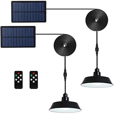 Solar Pendant Lights Outdoor Indoor with Remote Control Shed Light 4 Lighting Modes IP65 Waterproof for Home Garden Yard Gazebo