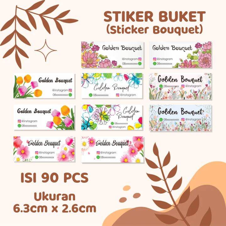 (ISI 90 PCS) Sticker Bouquet Flower / Stiker Buket Bunga Label Bisa