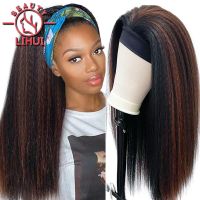 Synthetic Wig Headband Wig Highlight For Women Yaki Straight Head Band Wig Long Kinky Ombre Afro Brown Hair Heat Resistant 24INC Hand Tool Parts Acces