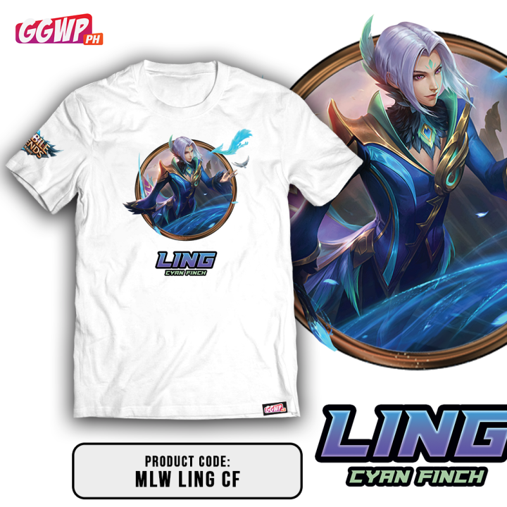 GGWP - Mobile Legends White Shirt Dry-Fit Tshirt Jersey - Ling (Cyan ...