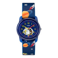 Timex TW2R41800 Time Machines Peanuts Snoopy &amp; Outer Space Elastic นาฬิกาข้อมือเด็กผู้ชายและเด็กผู้หญิง สีน้ำเงิน (SP)