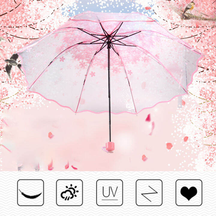 fashion-automatic-cute-sakura-rain-umbrella-transparent-three-fold-umbrella-cherry-blossom-mushroom-sakura-umbrella-rain-gear