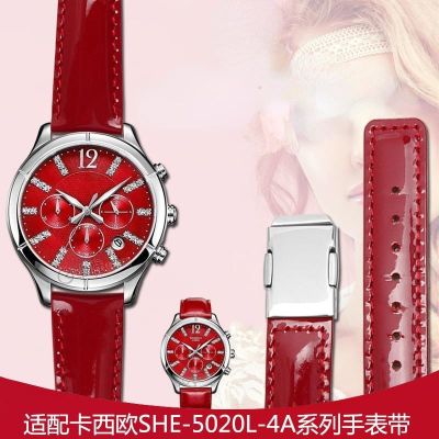 ✧ เหมาะสำหรับ Casio นาฬิกา Casio ผู้หญิง SHE-5020L SHN-5010L Series อุปกรณ์เสริมสายนาฬิกาหนังแท้ 18