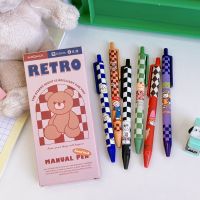 ROBATE Kawaii การเขียน สุนัขหมี ของขวัญเด็ก ปากกาเป็นกลาง อุปกรณ์เครื่องเขียน ปากกาเจลลายการ์ตูน กดปากกาลายเซ็น