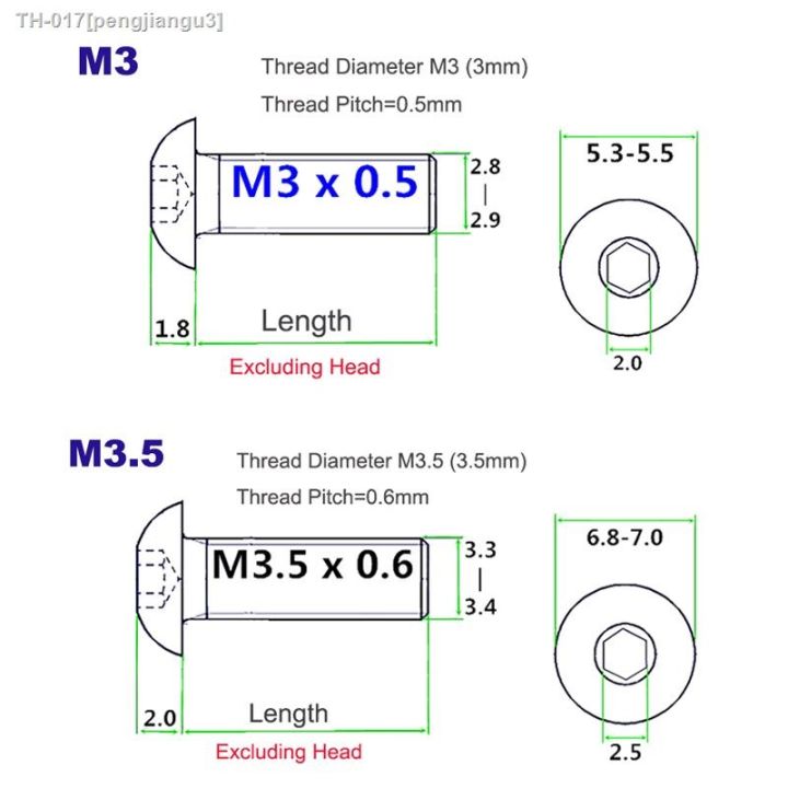 2pcs-m3-m3-5-m4-m5-m6-round-aluminium-button-head-hex-socket-cap-screws-allen-bolt-mechanical-screw-length-15mm-25mm-anodized