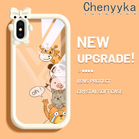 เคส Chenyyka สำหรับ iPhone X Xs Xr Xs Max กระแสแฟชั่นแบรนด์มีโบว์สีรูปสัตว์นุ่มนิ่มน่ารักเคสกรอบสีเคสกันกระแทกกล้อง