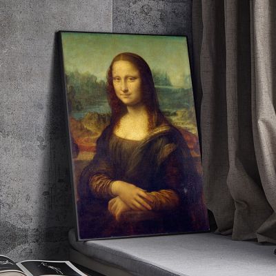 ลีโอนาร์โดดาวินชีภาพภาพพิมพ์ภาพเขียนบนผ้าใบที่มีชื่อเสียงของ Mona Lisa Nordic ศิลปะบนผนังสำหรับห้องนั่งเล่นตกแต่งบ้าน1ชิ้นกรอบด้านใน