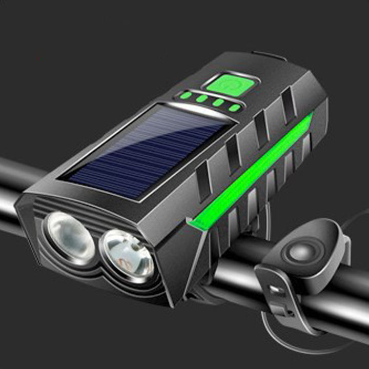 สเกลเมนท์-ไฟจักรยานพลังงานแสงอาทิตย์ไฟจักรยานแสงจ้าไฟจักรยานความสว่างสูงพร้อมแตรไฟหน้า-led-กันน้ำสำหรับการขับขี่กลางคืนที่ปลอดภัย