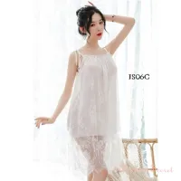 ชั้นสูง !! ชุดนอนเซ็กซี่ LINGERIE JUMBO PREMIUM LACE FIT M - XXL สีขาว - JS06C x1