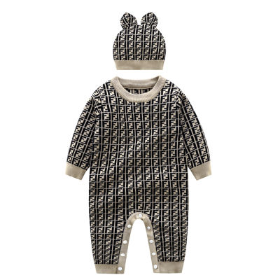 Fashion Baby Boys Full Printed Knit Bodysuit Get Hat Free