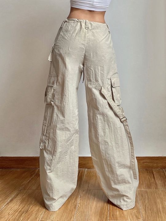 weekeep-กางเกงคาร์โก้ผู้หญิง-กางเกงลำลองทรงแบ็กกี้ทรงแบ็กกี้ผ้าปะติดกระเป๋าสีกากีอ่อนสำหรับใส่วิ่งจ๊อกกิ้ง