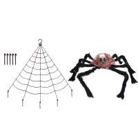 Halloween Decorations Giant Skull Spider W/Triple-cornered Spider Web Set for Yard Graveyard Lawn Outdoor Halloween