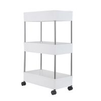 3 Tier Rolling Cart 3-Tier Slim Rolling Cart Narrow Storage Shelves On Wheels Slide Out Organizer For Narrow Places Easy Assembl