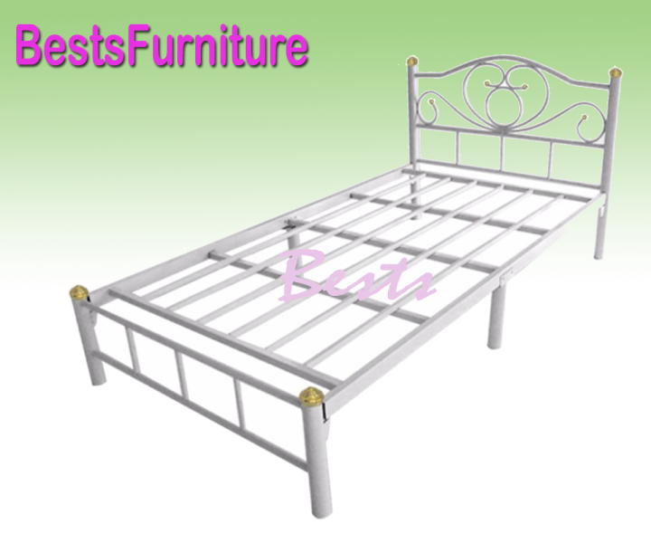 bests-เตียงเหล็กขนาด-3-5ฟุต-ขา-2-นิ้ว-รุ่นโลตัส-สีขาว